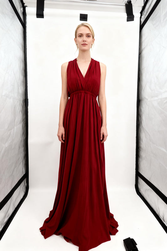 Elegant Red Floor-Length Dress for Women – Size M