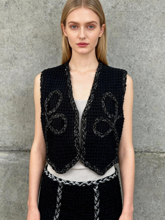 ZARA Women's Black Knitted Short Vest – Size M