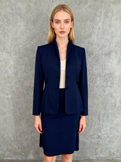 Marycrafts Women’s Navy Blue Office Suit Set (Blazer & Pencil Skirt)