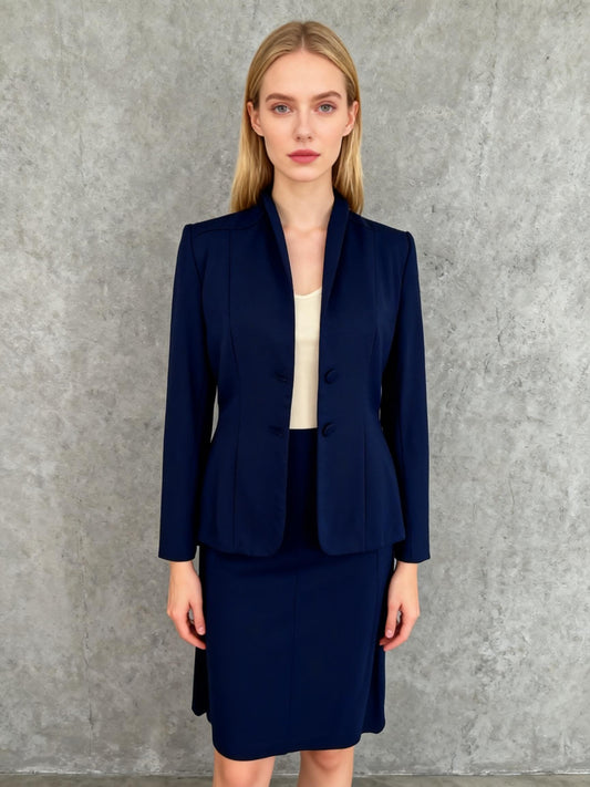 Marycrafts Women’s Navy Blue Office Suit Set (Blazer & Pencil Skirt)