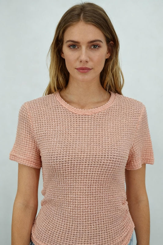 Women's Pink Cut-Out Knit Blouse – Size S