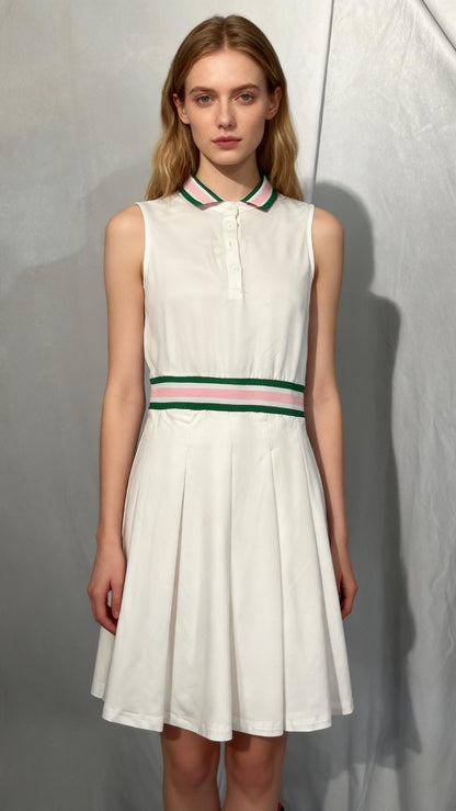 Golf Dress for Women Tennis Dresses Elastic Waist Polo Collar Sleeveless Sport Active Exercise Workout Athletic Dress Size S
