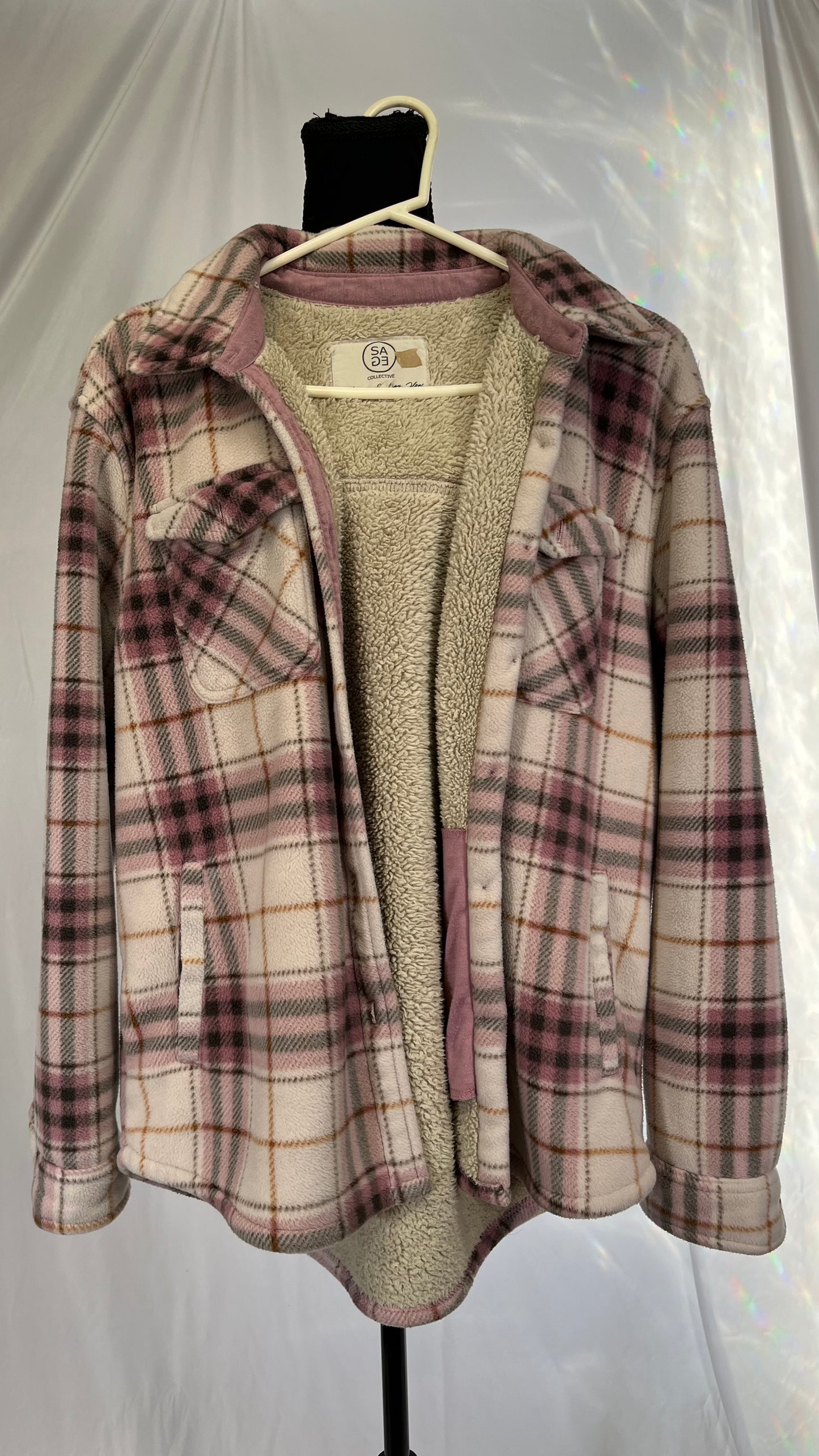 Sage Ladies' Plush Plaid Shirt Jacket in 4 colors Size Medium  Size M