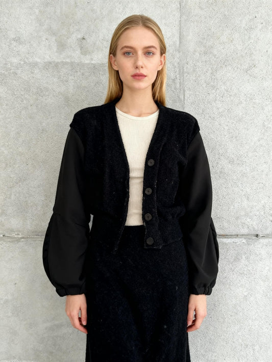 Women’s Cropped Fitted Patchwork Jacket – Estimated Size S