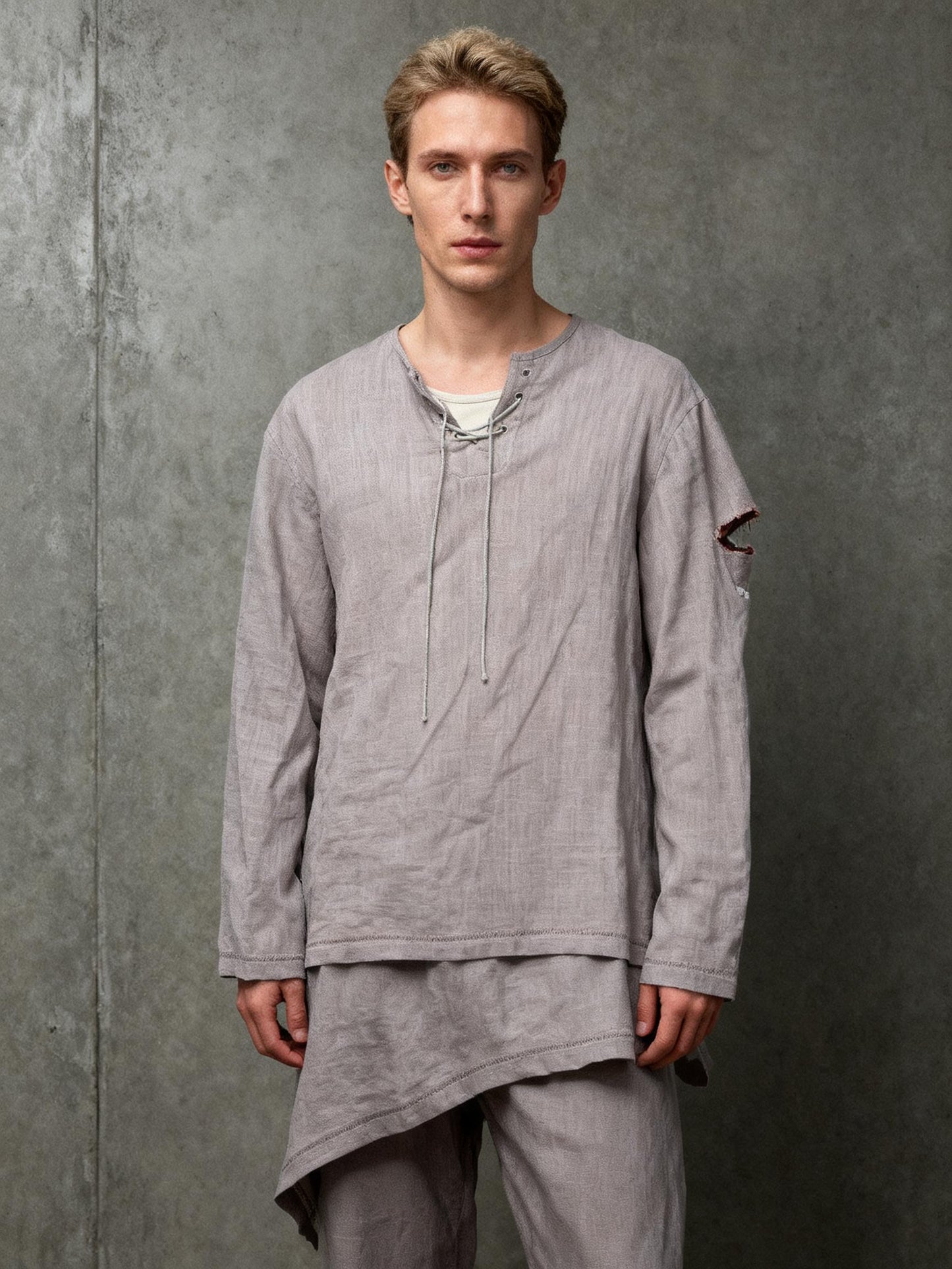 Men’s Brown Loose Fit Long Sleeve T-Shirt – Size L