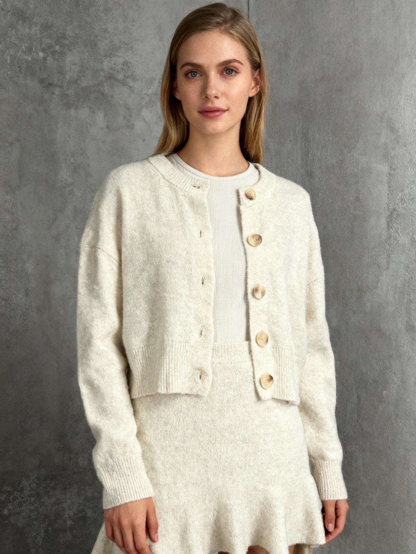 Women's White Button-Up Cardigan Sweater – Size S