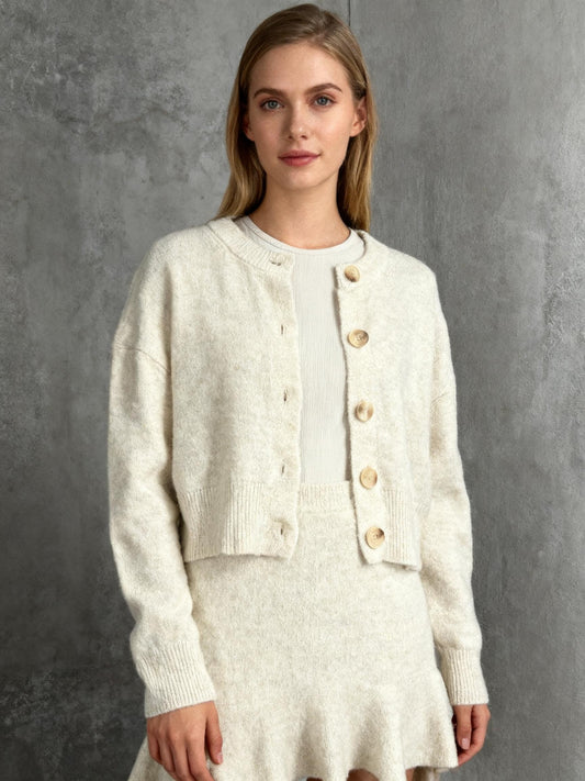 Women's White Button-Up Cardigan Sweater – Size S