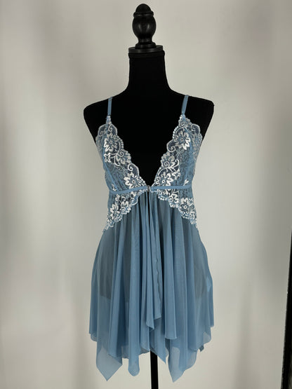 Women’s Blue Lace Lingerie Nightdress – Size M