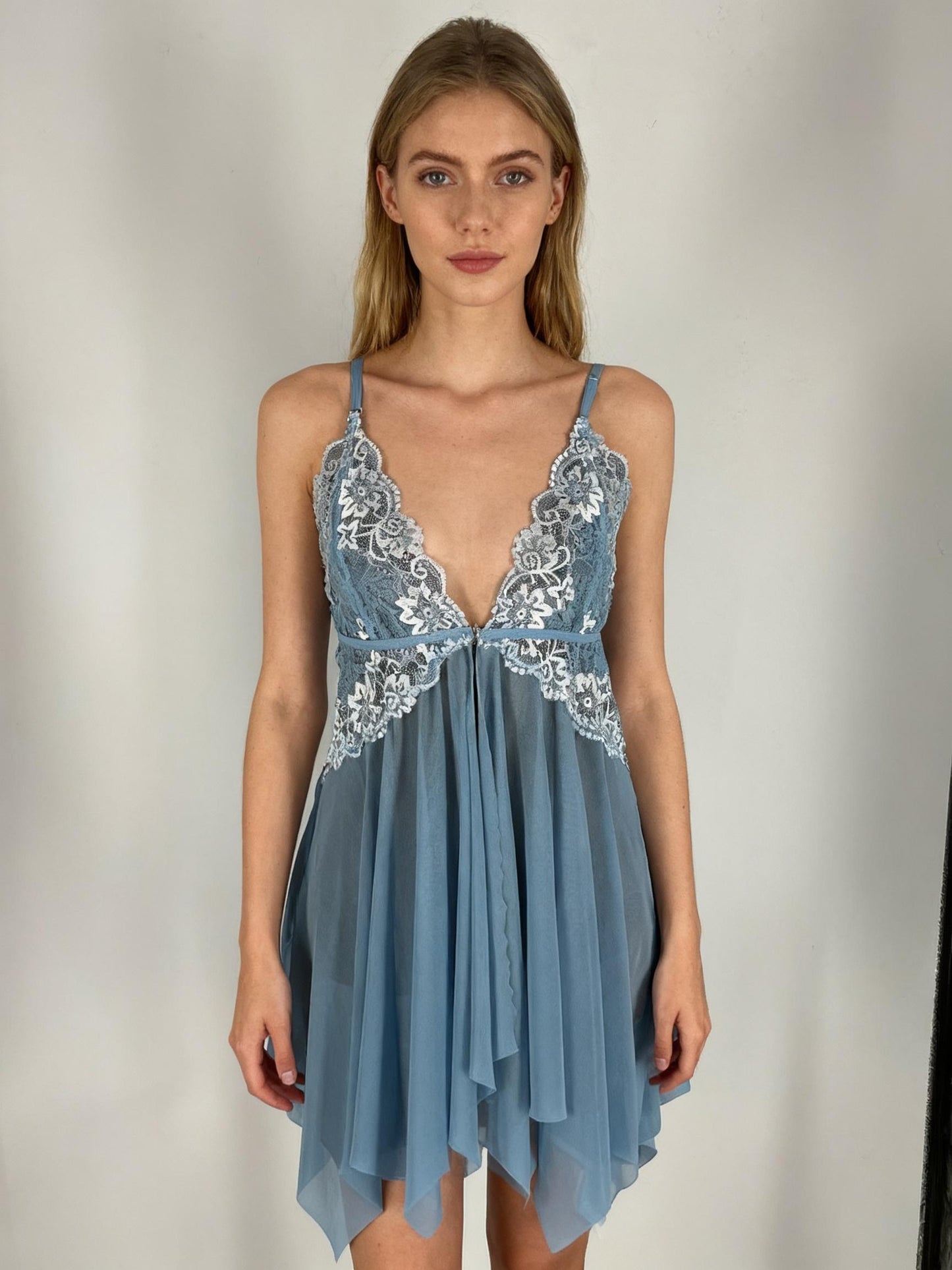 Women’s Blue Lace Lingerie Nightdress – Size M