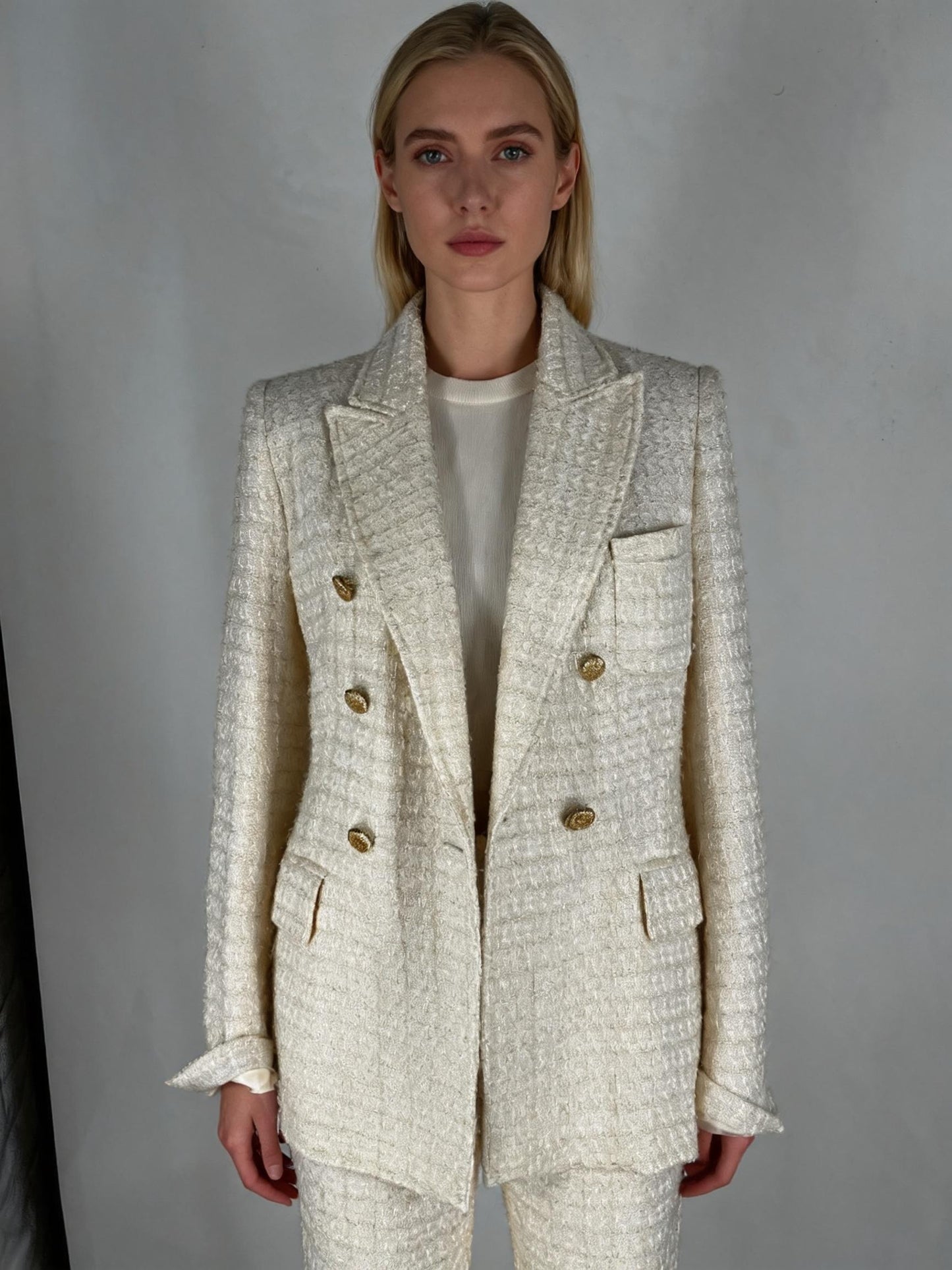 ZARA Women's Classic White Linen Tailored Blazer – Size S