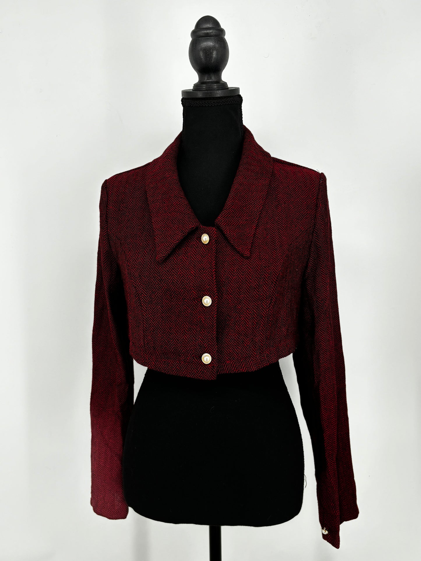 Women's Red Short Linen Top – Size L (Runs Small)