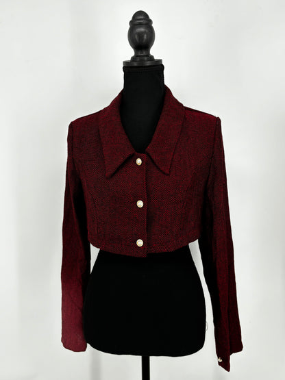 Women's Red Short Linen Top – Size L (Runs Small)