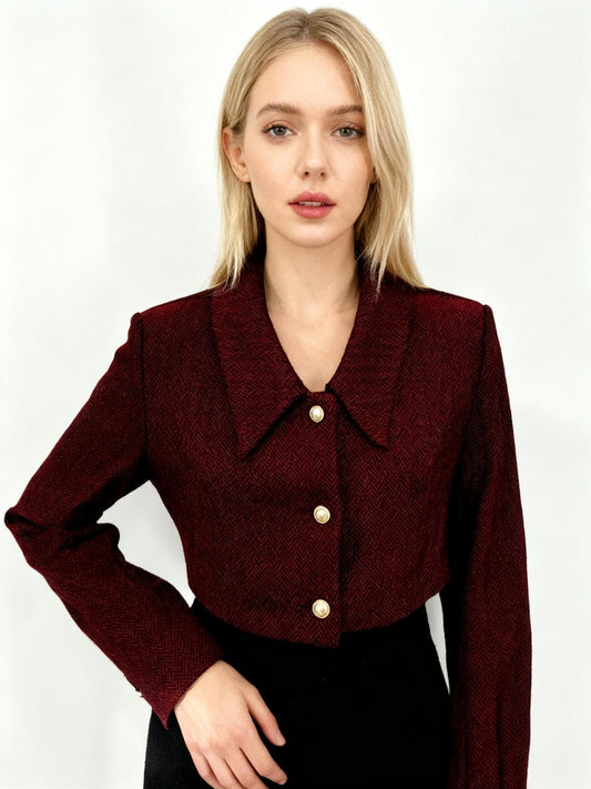 Women's Red Short Linen Top – Size L (Runs Small)