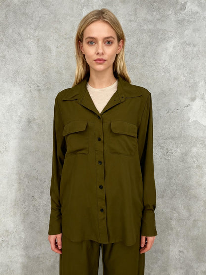 H&M Women's Dark Green Long Shirt – Size M