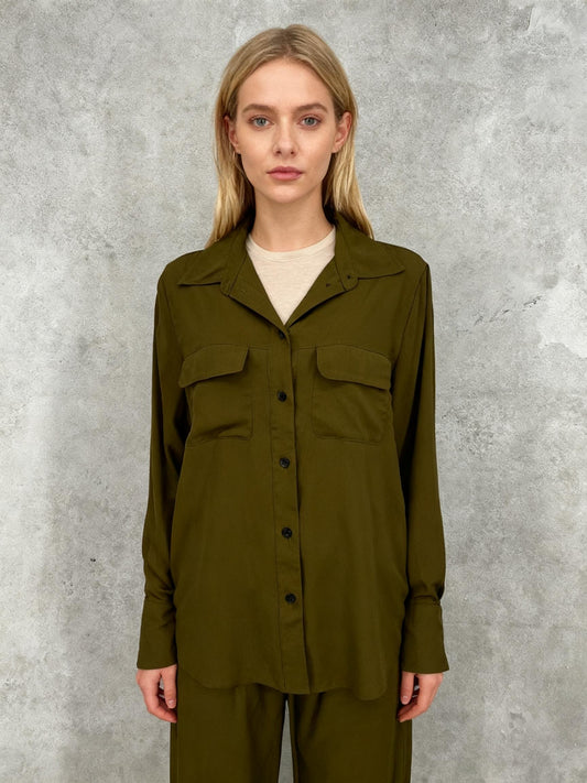 H&M Women's Dark Green Long Shirt – Size M