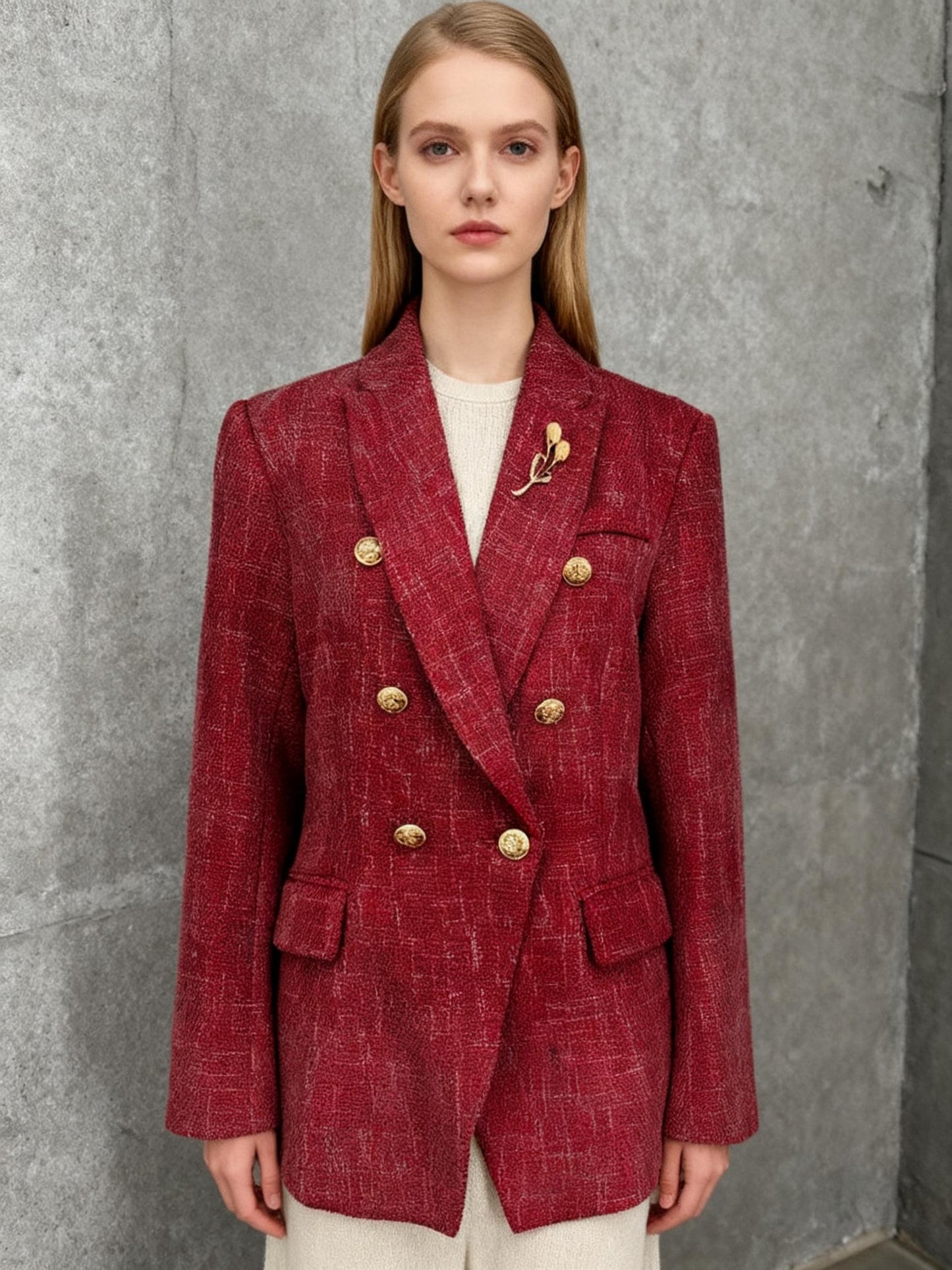 Women's Rose Red Knit Cardigan – Size M