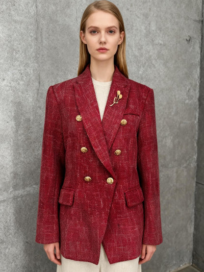 Women's Rose Red Knit Cardigan – Size M
