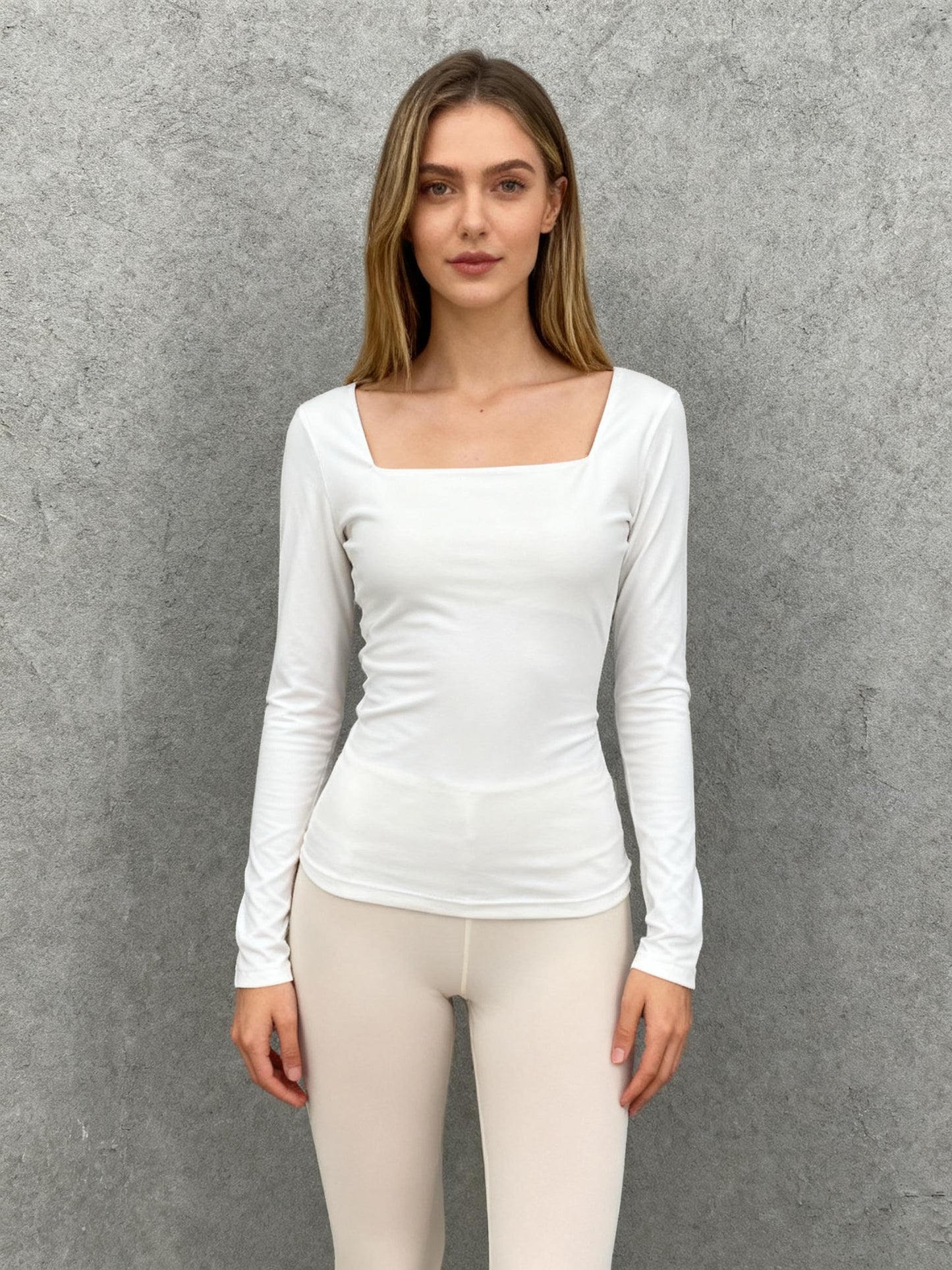 Women's White Fitted Long Sleeve Top – Size S