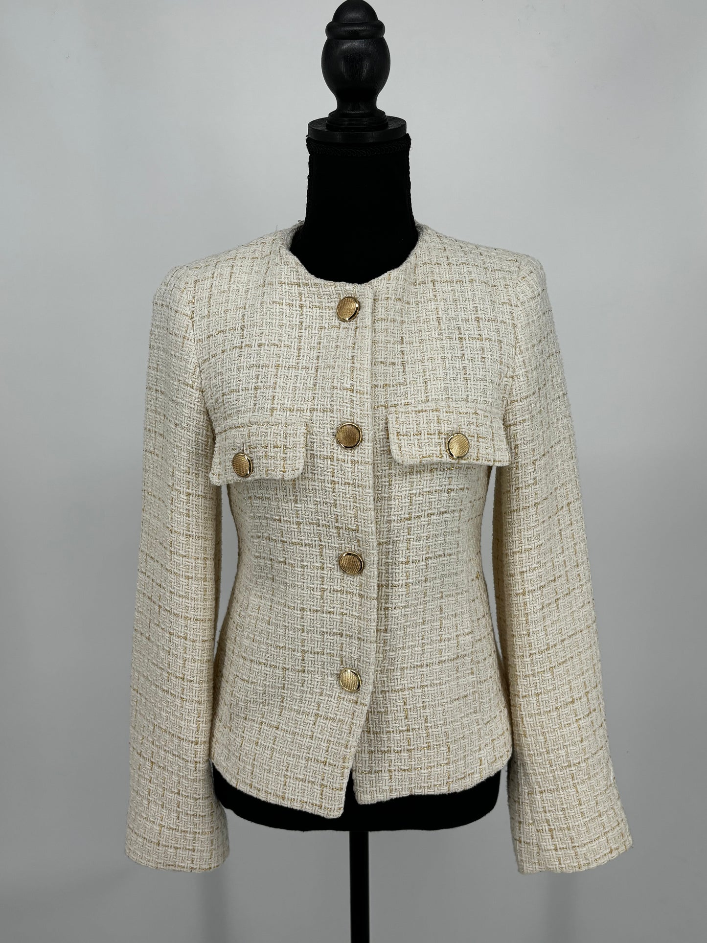 ZARA Women’s White Checkered Fitted Top – Size S