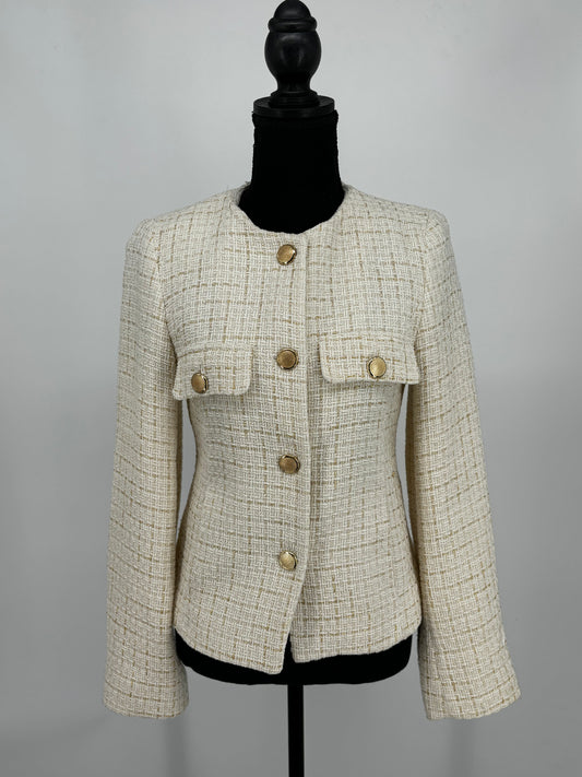 ZARA Women’s White Checkered Fitted Top – Size S