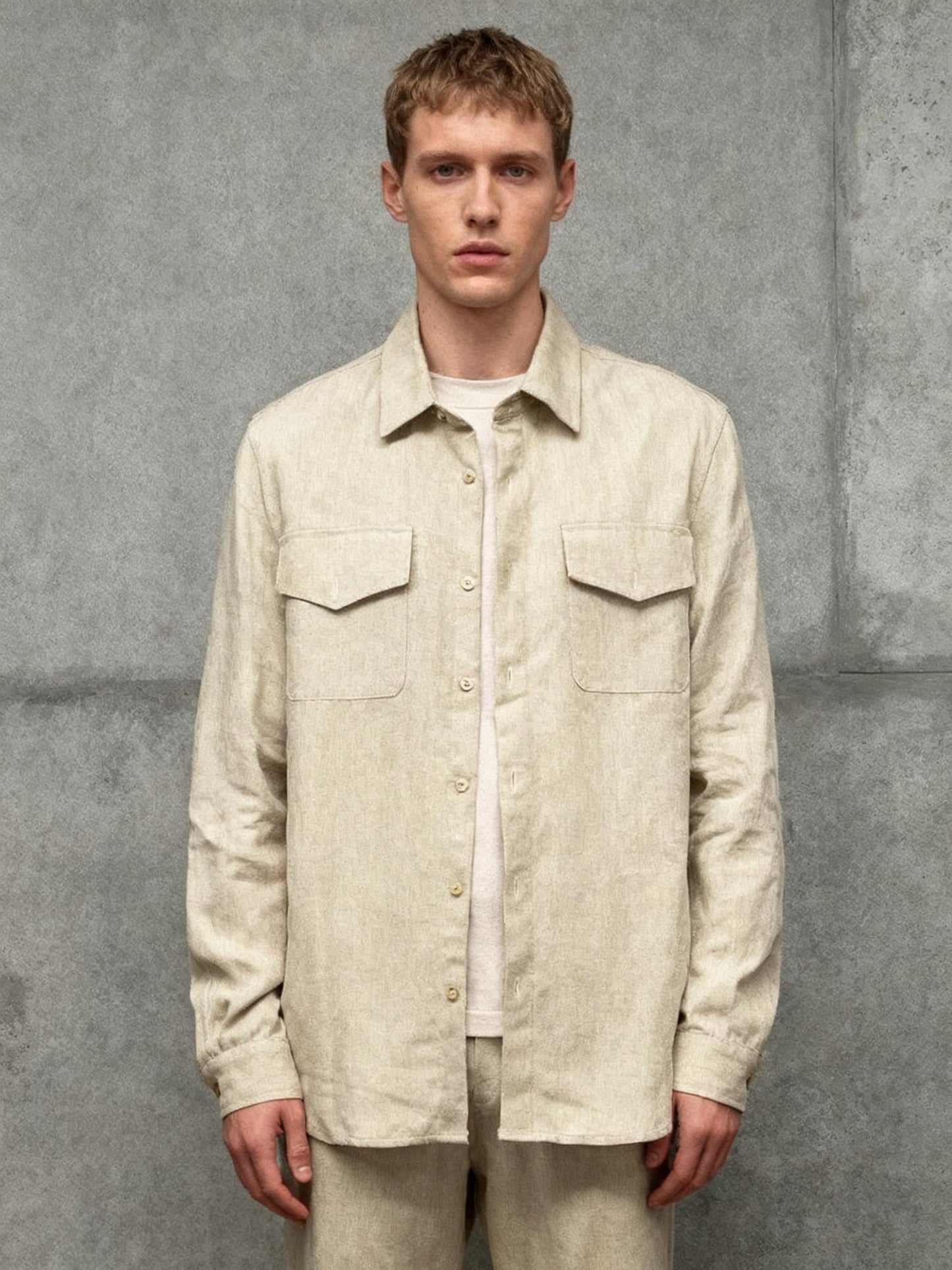 MANFINITY Men’s Light Brown Utility Shirt Jacket – Size L