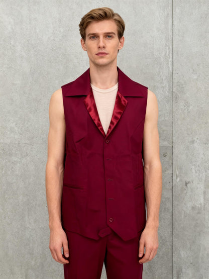 Men’s Burgundy Vest and Matching Dress Pants Set –Size no
