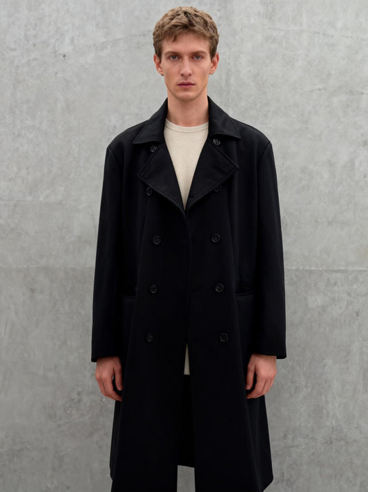 Men’s Black Long Coat – Size XL