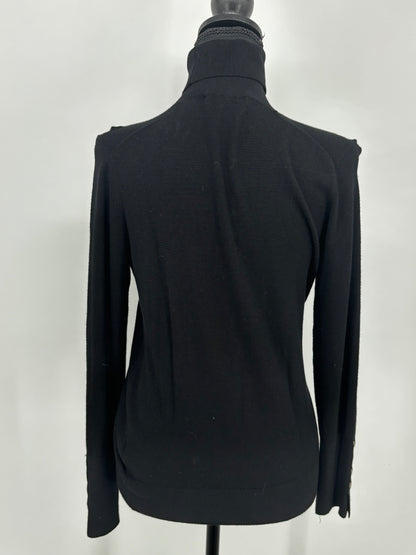 ZARA Women’s Black High Neck Knit Sweater – Large