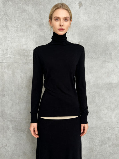 ZARA Women’s Black High Neck Knit Sweater – Large