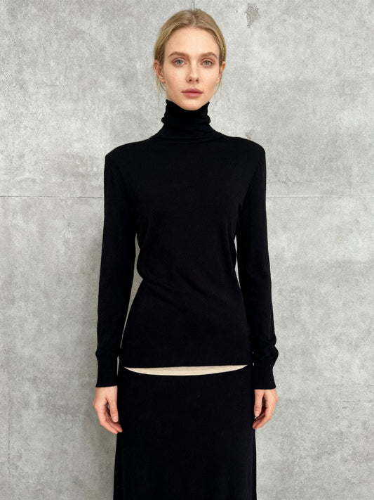 ZARA Women’s Black High Neck Knit Sweater – Large