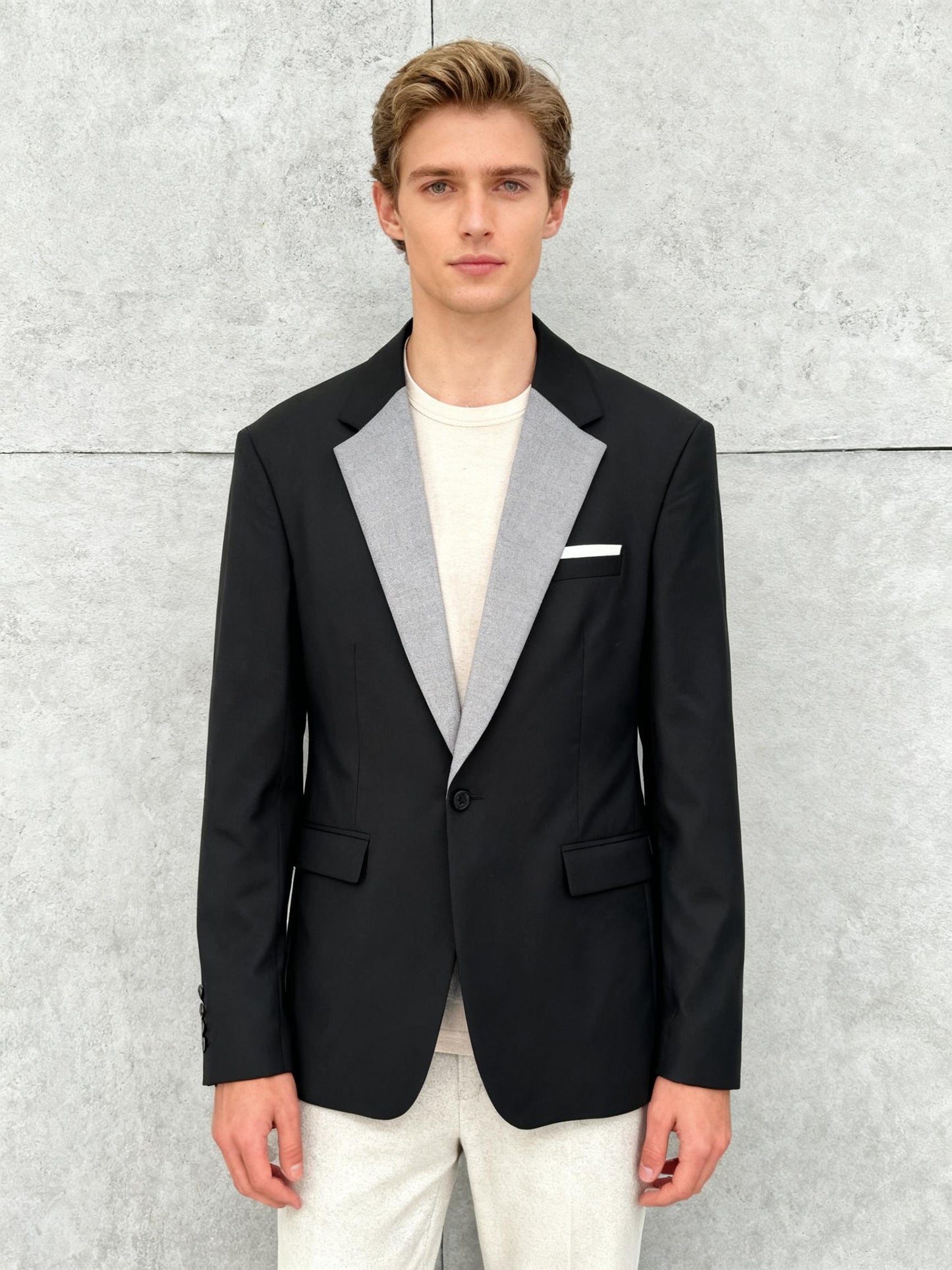 Men’s Black and Gray Colorblock Blazer – Estimated Size L–XL
