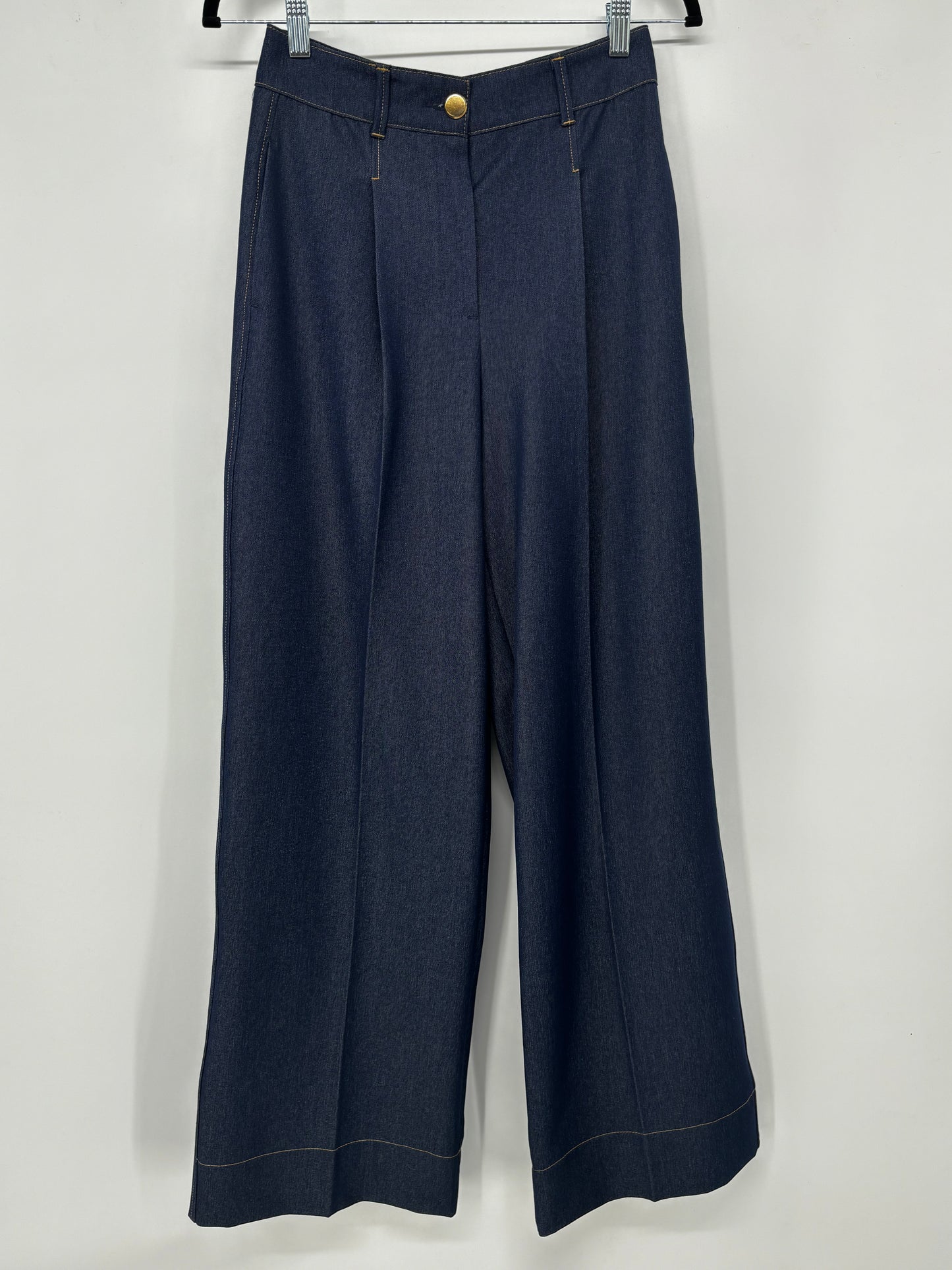 ZARA WIDE-LEG TROUSERS WITH CONTRAST TOPSTITCHING