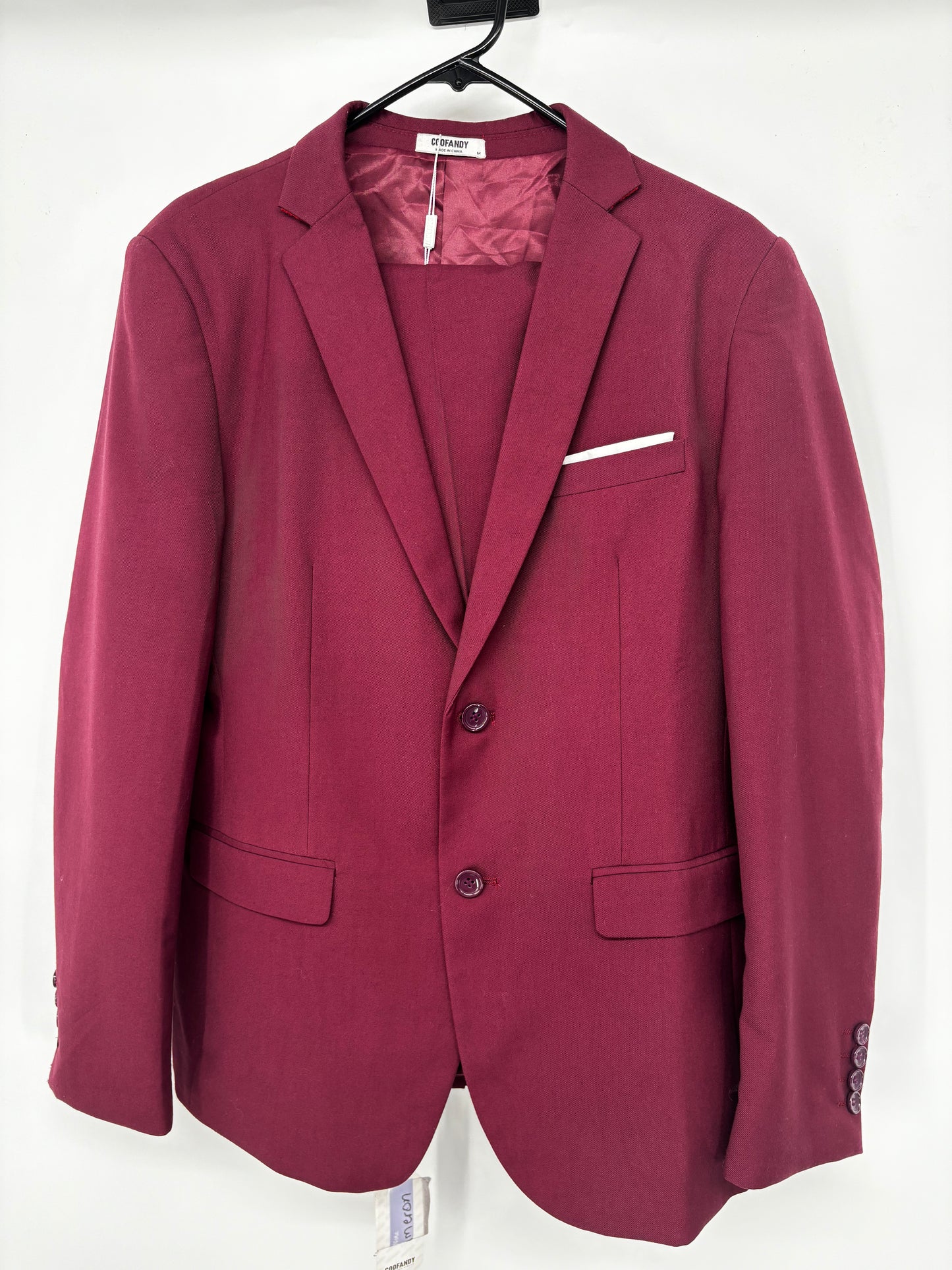 COOFANDY Men’s Dark Red Blazer And Pants – Size M