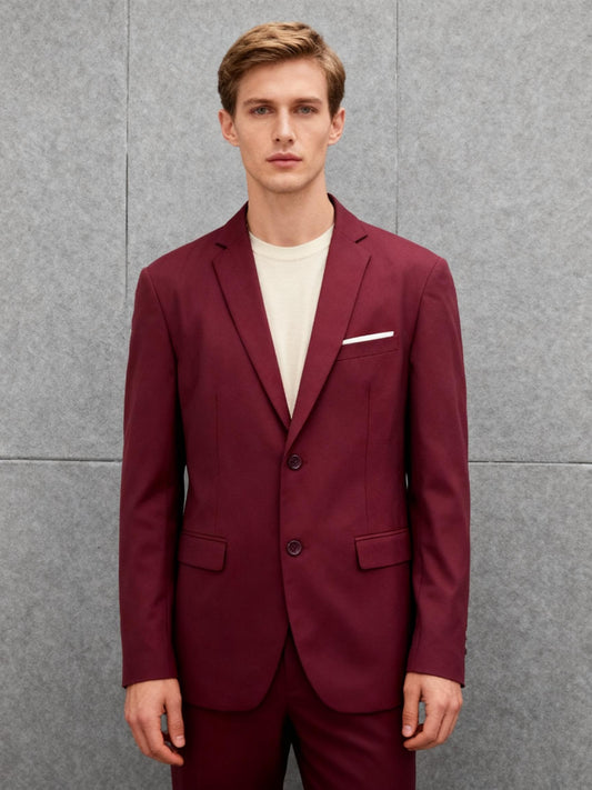 COOFANDY Men’s Dark Red Blazer And Pants – Size M
