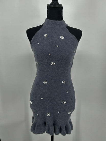 ZARA Women’s Gray Halter Neck Knit Sleeveless Dress – Size S