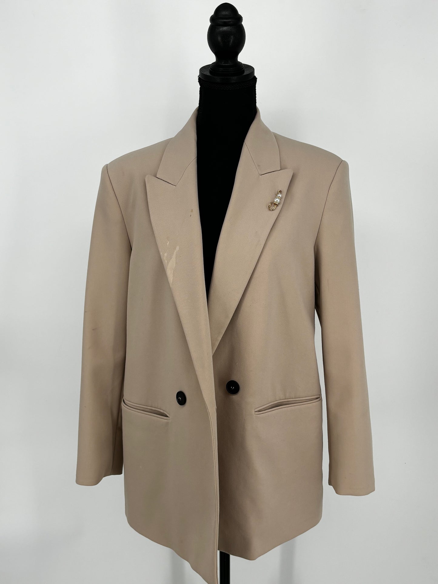 Women’s Beige Double-Breasted Blazer size no