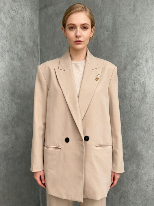 Women’s Beige Double-Breasted Blazer size no