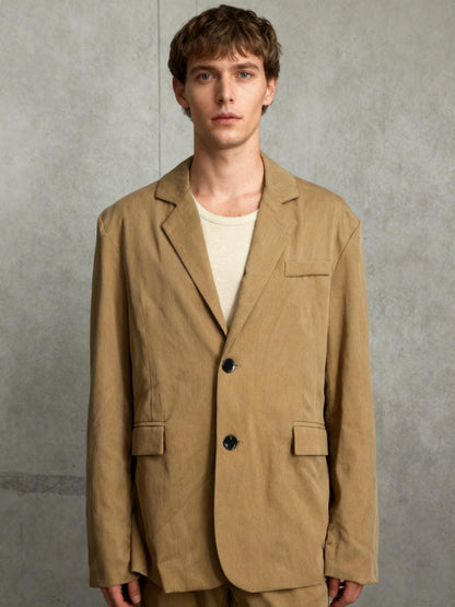 Men’s Khaki Casual Blazer – Size L