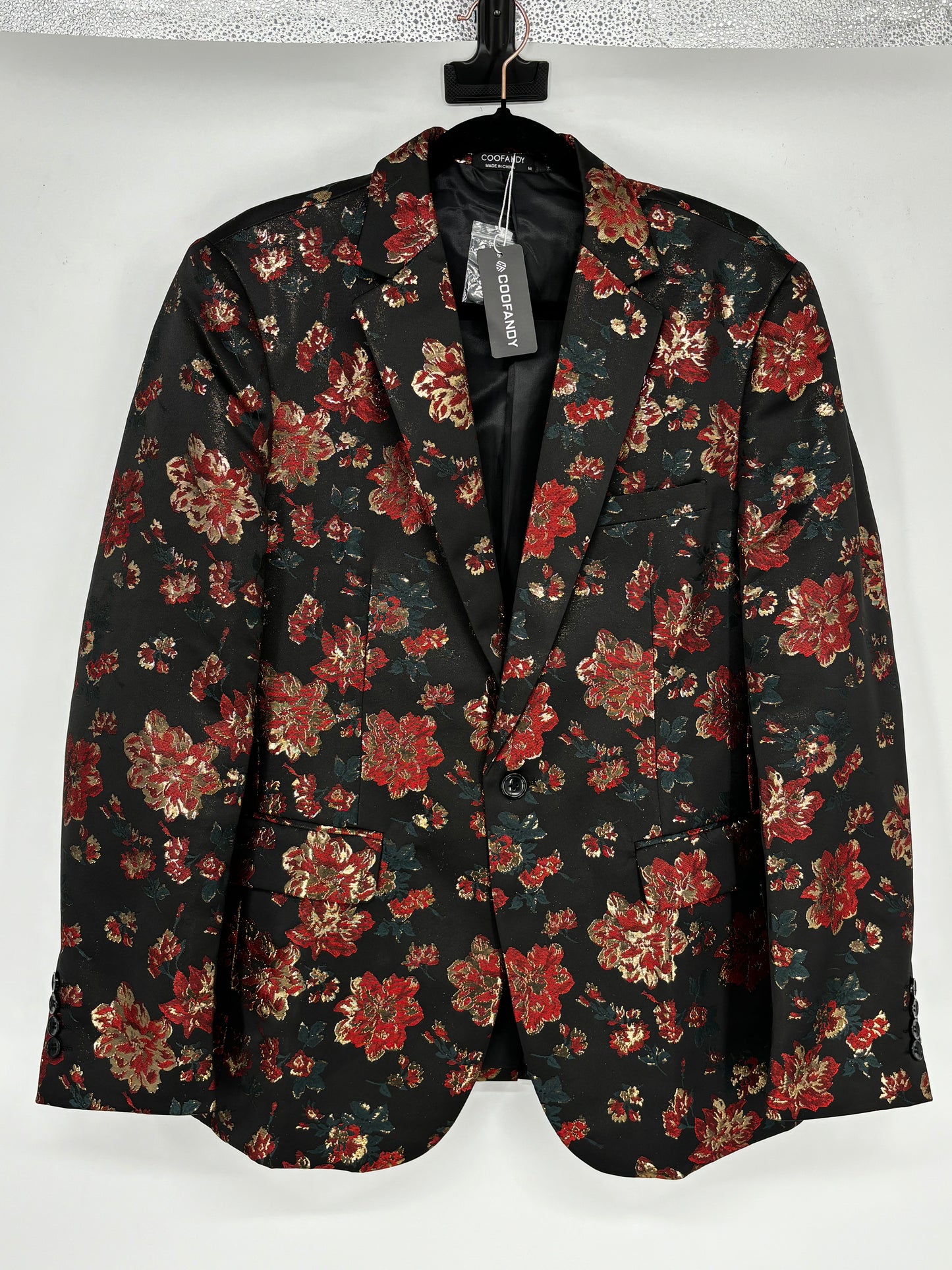 COOFANDY Men’s Black Jacquard Blazer – Size no