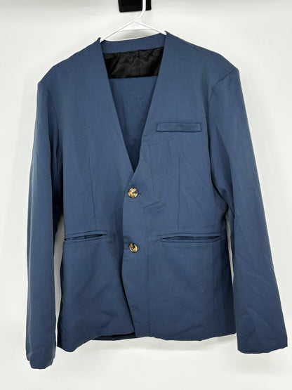 MENFINITY Men’s Navy Blue Blazer And Pants – Size M