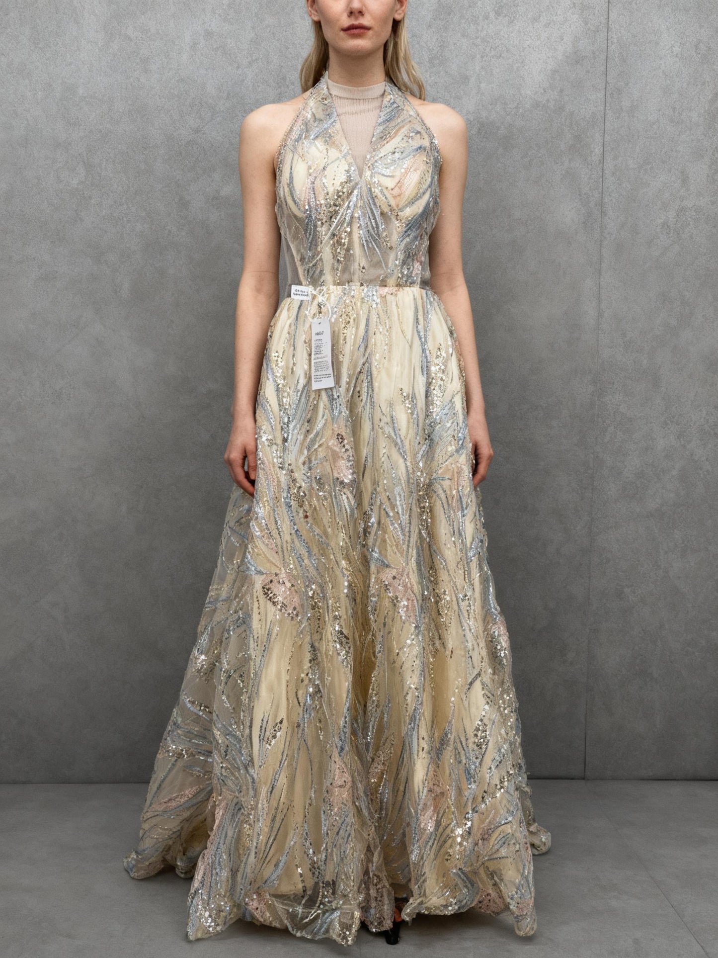 Women’s Gold Sequin Sleeveless Evening Gown size no