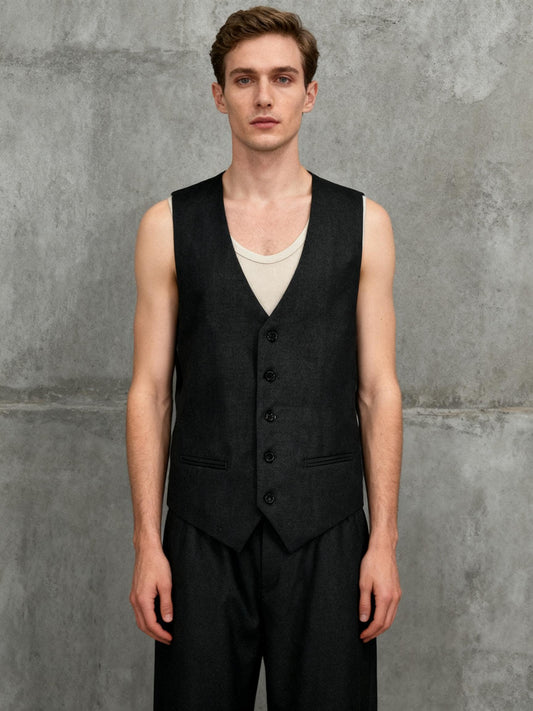 Men’s Black V-Neck Vest size no