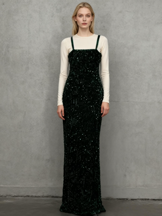 Women’s Green Sleeveless Evening Dress
