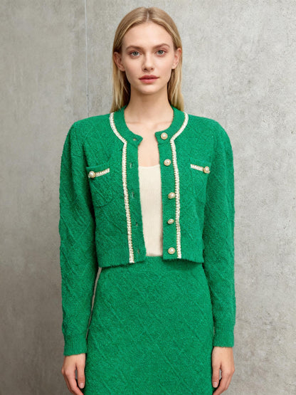 Women’s Green Trimmed Knit Cardigan size 2