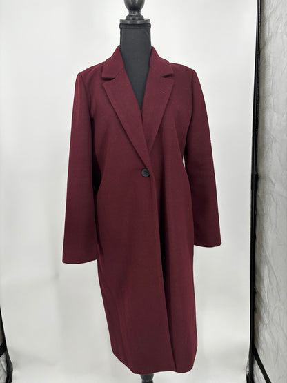 Women’s Burgundy Long Wool Coat size m