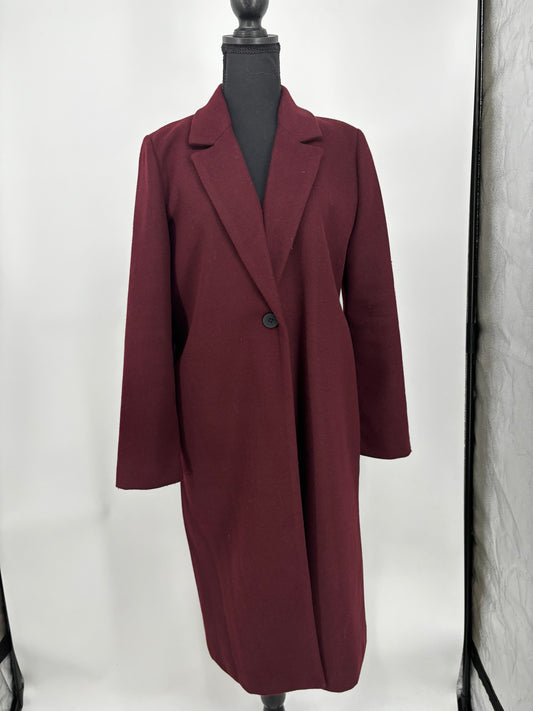 Women’s Burgundy Long Wool Coat size m