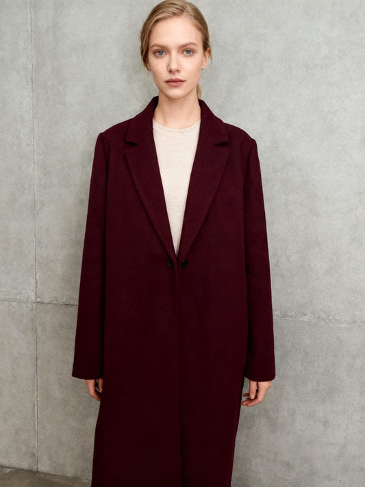 ZARA Women’s Burgundy Long Wool Coat size m