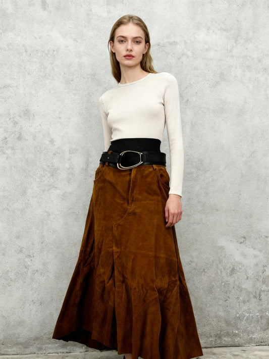 Women’s Brown Corduroy Midi Skirt size no