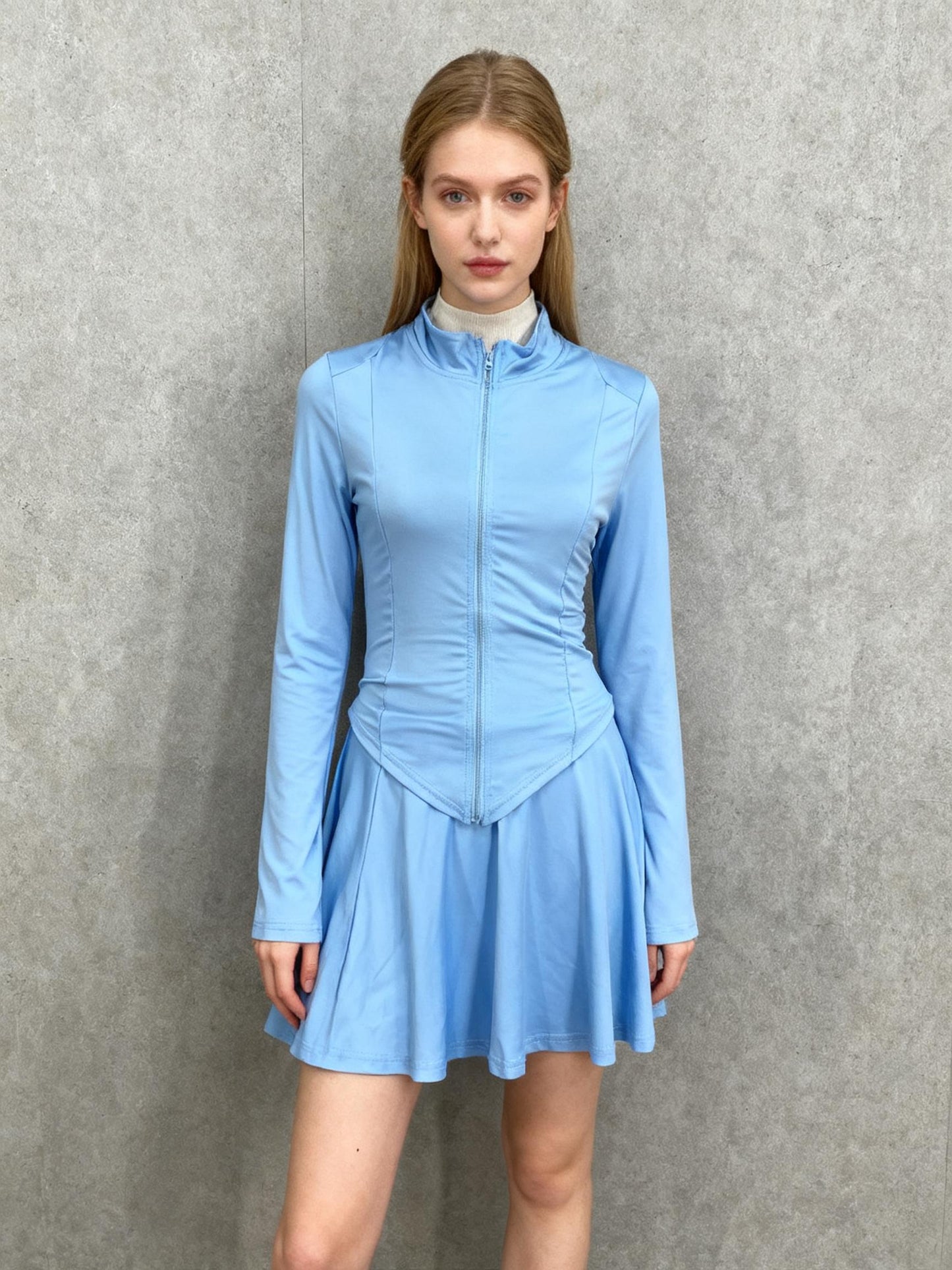 Women’s Light Blue Romper with Puffy Skirt Hem size m