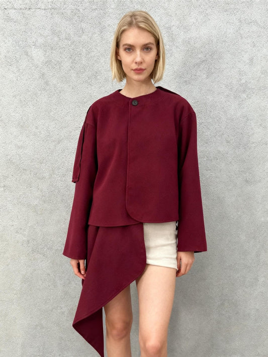 Women’s Red Wool Blend Short Coat size m